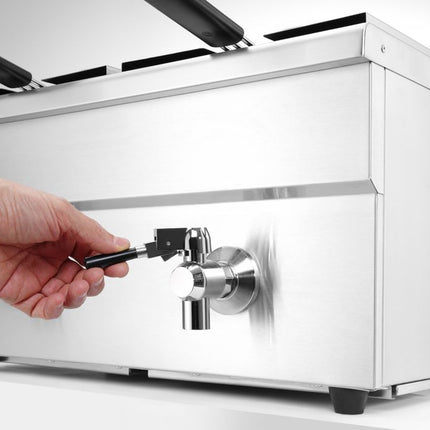 HENDI Induktionsfritteuse - mit Ablasshahn 2 × 8 l – Profi Line – 16 l – 230 V / 7000 W – 577 × 609 × 410 mm – weitere Produktansicht