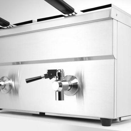 HENDI Induktionsfritteuse - mit Ablasshahn 2 × 8 l – Profi Line – 16 l – 230 V / 7000 W – 577 × 609 × 410 mm – weitere Produktansicht
