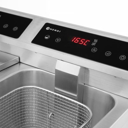 HENDI Induktionsfritteuse - mit Ablasshahn 2 × 8 l – Profi Line – 16 l – 230 V / 7000 W – 577 × 609 × 410 mm – weitere Produktansicht