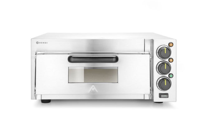 HENDI Pizzaofen kompakt – Silber – 230 V / 2000 W – 580 × 560 × 275 mm – Produktansicht