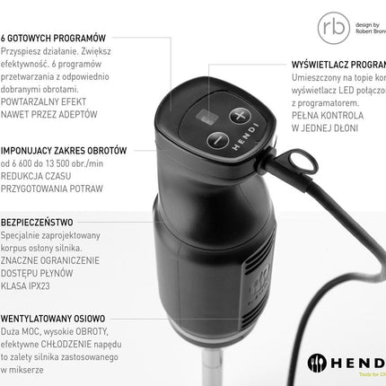 HENDI Stabmixer HENDI BLEND – designed by Robert Bronwasser – 230 V / 250 W – Ø 71 × H 450 mm – weitere Produktansicht
