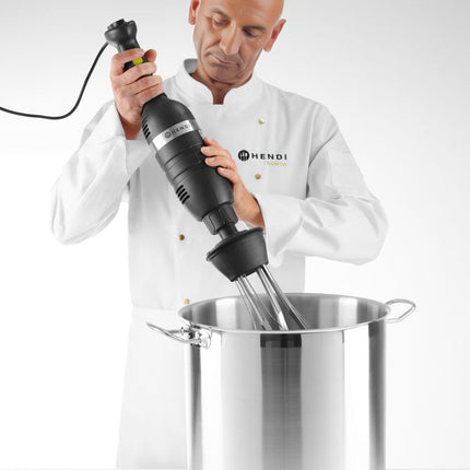 HENDI Set: Stabmixer 350 mit variabler Geschwindigkeit + Schneebesen + Halterung zur Wandmontage – Kitchen Line – Schwarz – 230 V / 350 W – 110 × 324 × 816 mm – weitere Produktansi