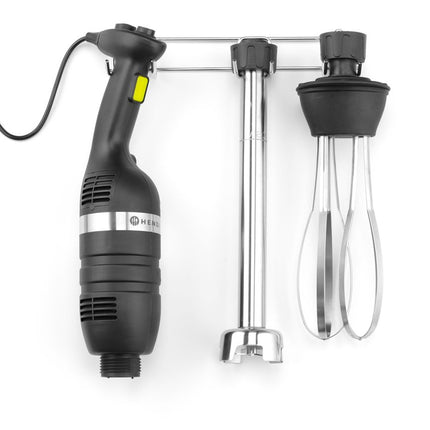 HENDI Set: Stabmixer 350 mit variabler Geschwindigkeit + Schneebesen + Halterung zur Wandmontage – Kitchen Line – Schwarz – 230 V / 350 W – 110 × 324 × 816 mm – Produktansicht