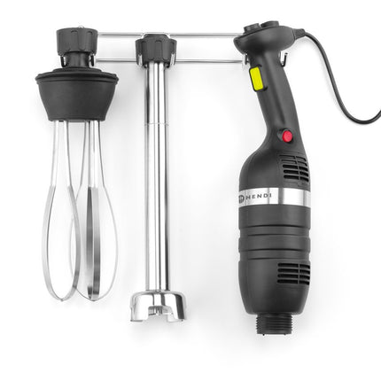 HENDI Set: Stabmixer 350 mit variabler Geschwindigkeit + Schneebesen + Halterung zur Wandmontage – Kitchen Line – Schwarz – 230 V / 350 W – 110 × 324 × 816 mm – weitere Produktansi
