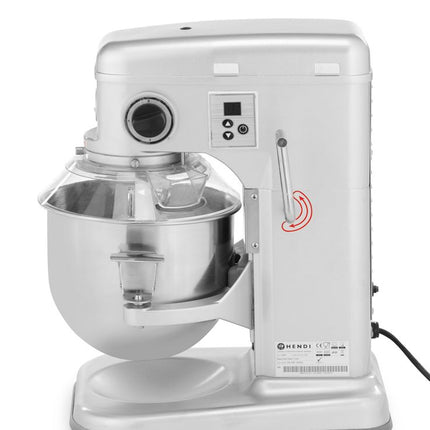 HENDI Planetenrührer – Kitchen Line – 7 l – Silber – 230 V / 650 W – 317 × 440 × 490 mm – Produktansicht