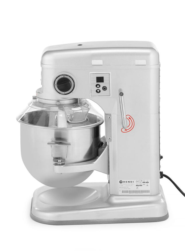 HENDI Planetenrührer – Kitchen Line – 7 l – Silber – 230 V / 650 W – 317 × 440 × 490 mm – Produktansicht