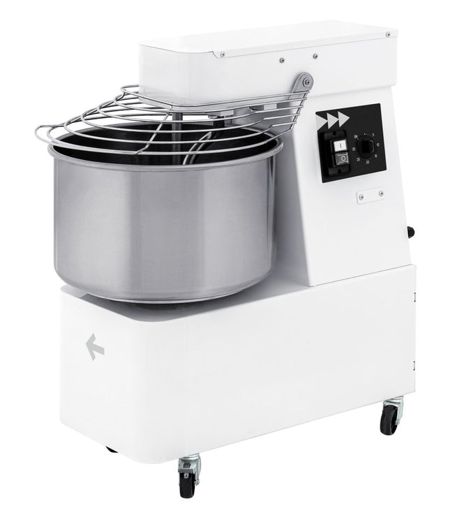 HENDI Spiralkneter mit feststehendem Kopf und Rührschüssel –  2 Geschwindigkeitsstufen – 32 l – 400 V / 1700 W – 88 kg / h – 430 × 740 × H 820 mm – Produktansicht