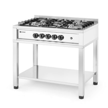 HENDI Gasherd - 5 Kochfelder – offener Unterbau – Kitchen Line – 14.3 kW – 900 × 640 × 910 mm – weitere Produktansicht