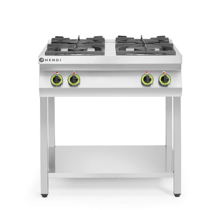 HENDI Gasherd Kitchen Line 4-flammig –  offener Unterbau – 19 kW – 800 × 700 × H 900 mm – Produktansicht