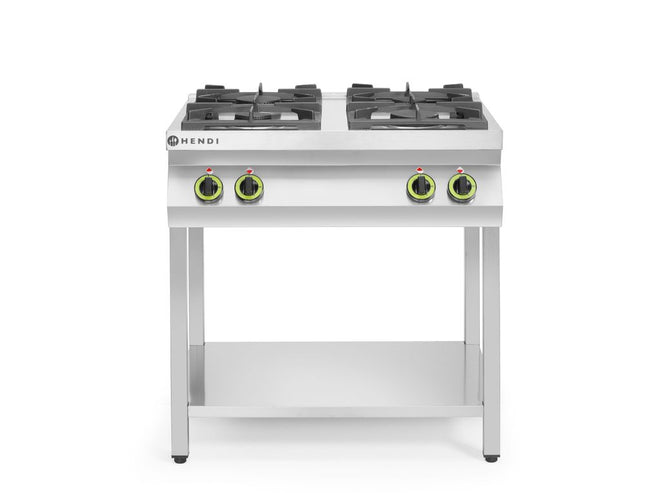 HENDI Gasherd Kitchen Line 4-flammig –  offener Unterbau – 19 kW – 800 × 700 × H 900 mm – Produktansicht