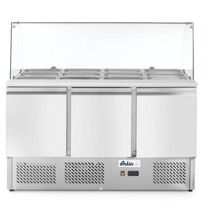 Arktic Kühltisch – dreitürig mit Glasdisplay 380 l – 254 l – 230 V / 310 W – 700 × 1365 × 1300 mm – Produktansicht