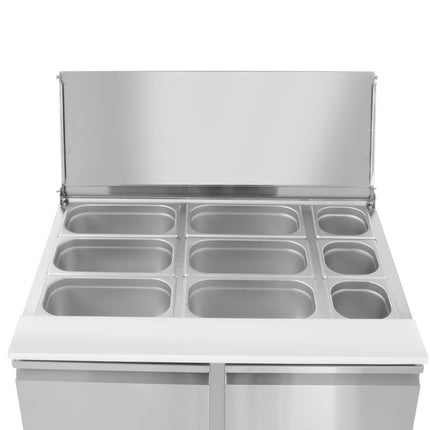 Arktic Saladette – zweitürig 300 l – 169 l – 230 V / 310 W – 700 × 915 × 875 mm – geöffnet