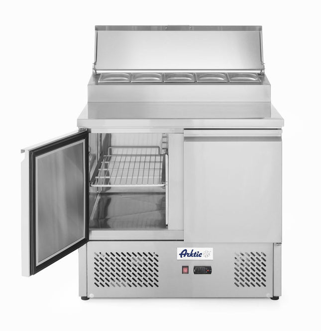 Arktic Kühltisch – zweitürig mit Aufsatz-Kühlvitrine 300 L – 169 l – 230 V / 310 W – 700 × 915 × 1030 mm – Produktansicht