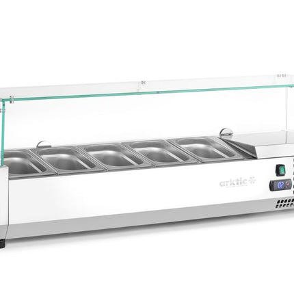 Arktic Aufsatz-Kühlvitrine Gastronorm 1 / 4 – 5x GN 1 / 4 – GN 1 / 4 – 22.5 l – 230 V / 180 W – 335 × 1205 × 460 mm – weitere Produktansicht