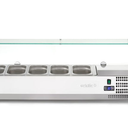 Arktic Aufsatz-Kühlvitrine Gastronorm 1 / 4 – 5x GN 1 / 4 – GN 1 / 4 – 22.5 l – 230 V / 180 W – 335 × 1205 × 460 mm – Produktansicht