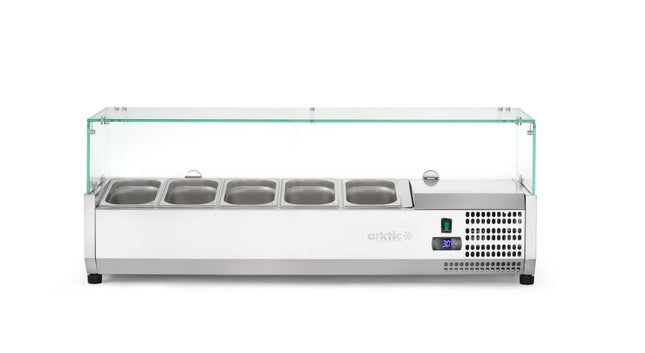 Arktic Aufsatz-Kühlvitrine Gastronorm 1 / 4 – 5x GN 1 / 4 – GN 1 / 4 – 22.5 l – 230 V / 180 W – 335 × 1205 × 460 mm – Produktansicht