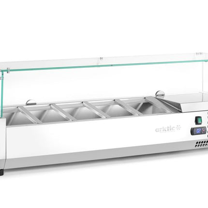 Arktic Aufsatz-Kühlvitrine Gastronorm 1 / 4 – 5x GN 1 / 4 – GN 1 / 4 – 22.5 l – 230 V / 180 W – 335 × 1205 × 460 mm – weitere Produktansicht