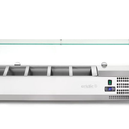 Arktic Aufsatz-Kühlvitrine Gastronorm 1 / 4 – 5x GN 1 / 4 – GN 1 / 4 – 22.5 l – 230 V / 180 W – 335 × 1205 × 460 mm – weitere Produktansicht