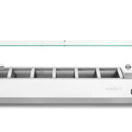 Arktic Aufsatz-Kühlvitrine Gastronorm 1 / 4 – 7x GN 1 / 4 – GN 1 / 4 – 31.5 l – 230 V / 180 W – 335 × 1505 × 460 mm – weitere Produktansicht