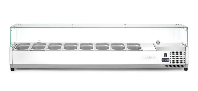 Arktic Aufsatz-Kühlvitrine Gastronorm 1 / 4 – 8x GN 1 / 4 – GN 1 / 4 – 36 l – 230 V / 180 W – 335 × 1805 × 460 mm – Produktansicht