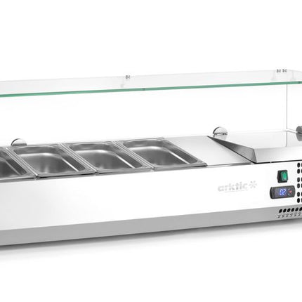 Arktic Aufsatz-Kühlvitrine Gastronorm 1 / 3 – 4x GN 1 / 3 – GN 1 / 3 – 24 l – 230 V / 180 W – 400 × 1208 × 456 mm – weitere Produktansicht