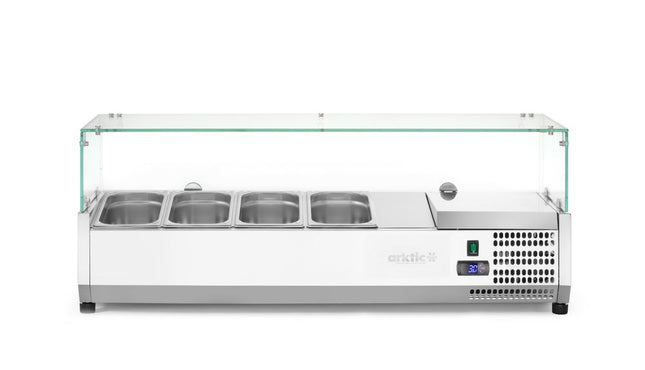Arktic Aufsatz-Kühlvitrine Gastronorm 1 / 3 – 4x GN 1 / 3 – GN 1 / 3 – 24 l – 230 V / 180 W – 400 × 1208 × 456 mm – Produktansicht