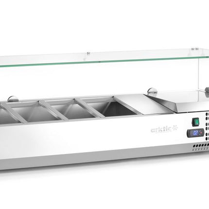 Arktic Aufsatz-Kühlvitrine Gastronorm 1 / 3 – 4x GN 1 / 3 – GN 1 / 3 – 24 l – 230 V / 180 W – 400 × 1208 × 456 mm – weitere Produktansicht