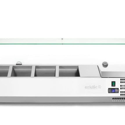 Arktic Aufsatz-Kühlvitrine Gastronorm 1 / 3 – 4x GN 1 / 3 – GN 1 / 3 – 24 l – 230 V / 180 W – 400 × 1208 × 456 mm – weitere Produktansicht