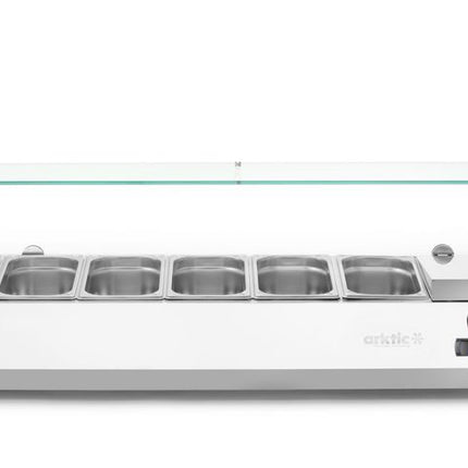 Arktic Aufsatz-Kühlvitrine Gastronorm 1 / 3 – 6x GN 1 / 3 – GN 1 / 3 – 36 l – 230 V / 180 W – 420 × 1405 × 456 mm – Produktansicht