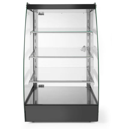 HENDI Offene Vitrine mit Regalablagen 75 L – 230 V / 2 W – 415 × 390 × H 716 mm – Produktansicht