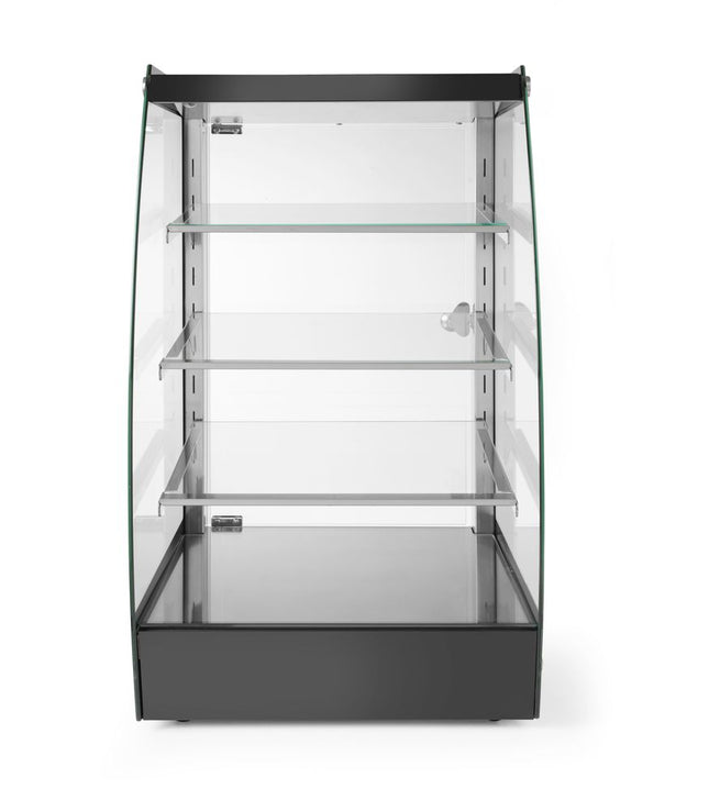 HENDI Offene Vitrine mit Regalablagen 75 L – 230 V / 2 W – 415 × 390 × H 716 mm – Produktansicht