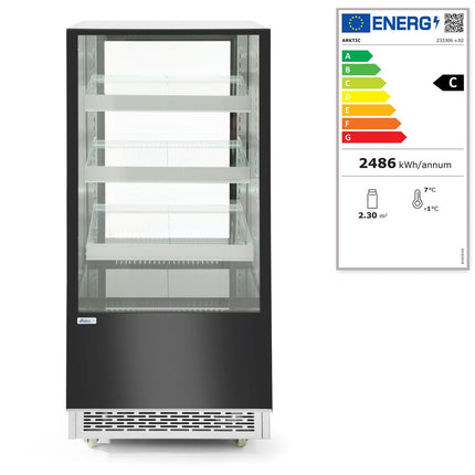Arktic Kühlvitrine mit 3 geneigten Regalen – 230 V / 480 W – 833 × 650 × 1460 mm – weitere Produktansicht