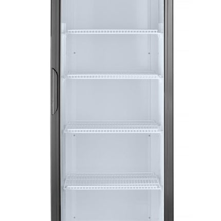 Arktic Eintüriger Kühlschrank mit hinterer Bar und hinterleuchteter Blende – 254 l – Schwarz – 230 V / 250 W – 578 × 605 × 1980 mm – Produktansicht