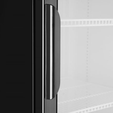 Arktic Eintüriger Kühlschrank mit hinterer Bar und hinterleuchteter Blende – 254 l – Schwarz – 230 V / 250 W – 578 × 605 × 1980 mm – weitere Produktansicht