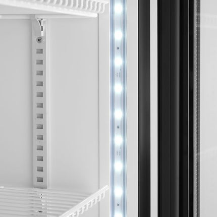 Arktic Eintüriger Kühlschrank mit hinterer Bar und hinterleuchteter Blende – 254 l – Schwarz – 230 V / 250 W – 578 × 605 × 1980 mm – weitere Produktansicht