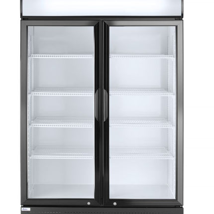 Arktic Rückwandkühlschrank mit hinterleuchteter Blende – zweitürig – 512 l – Schwarz – 230 V / 510 W – 1120 × 585 × 1900 mm – Produktansicht