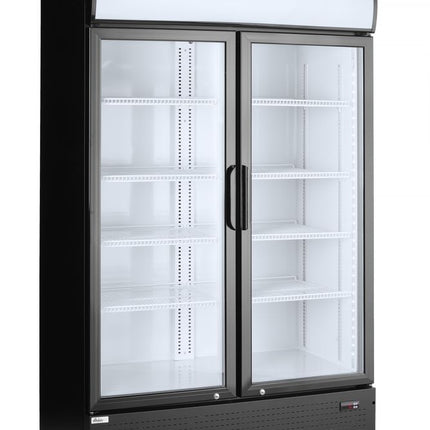 Arktic Rückwandkühlschrank mit hinterleuchteter Blende – zweitürig – 512 l – Schwarz – 230 V / 510 W – 1120 × 585 × 1900 mm – weitere Produktansicht