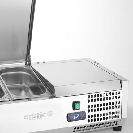 Arktic Aufsatz-Kühlvitrine Gastronorm 1 / 3 – 4x GN 1 / 3 – GN 1 / 3 – 24 l – 230 V / 180 W – 420 × 1205 × 630 mm – weitere Produktansicht