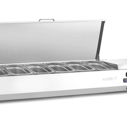 Arktic Aufsatz-Kühlvitrine Gastronorm 1 / 3 – 6x GN 1 / 3 – GN 1 / 3 – 36 l – 230 V / 180 W – 450 × 1405 × 630 mm – weitere Produktansicht