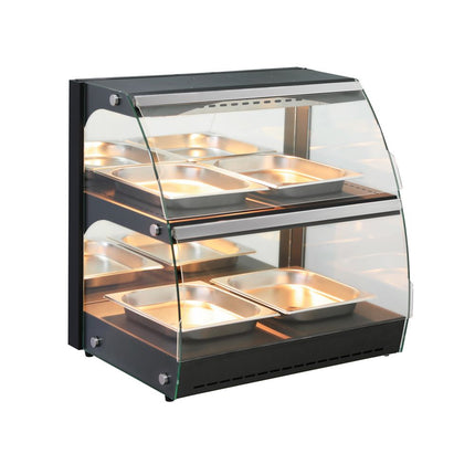 HENDI Warmhaltevitrine mit Quarzheizung – 2 Regalböden – 230 V / 560 W – 650 × 485 × 630 mm – weitere Produktansicht