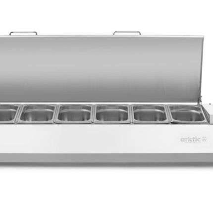Arktic Aufsatz-Kühlvitrine Gastronorm 1 / 3 – 7x GN 1 / 3 – GN 1 / 3 – 42 l – 230 V / 180 W – 420 × 1605 × 630 mm – weitere Produktansicht