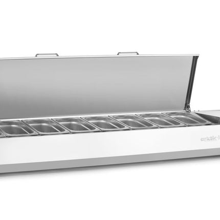 Arktic Aufsatz-Kühlvitrine Gastronorm 1 / 3 – 8x GN 1 / 3 – GN 1 / 3 – 48 l – 230 V / 180 W – 420 × 1805 × 630 mm – weitere Produktansicht