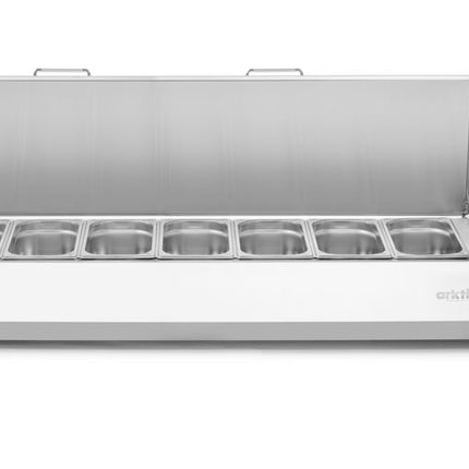 Arktic Aufsatz-Kühlvitrine Gastronorm 1 / 3 – 8x GN 1 / 3 – GN 1 / 3 – 48 l – 230 V / 180 W – 420 × 1805 × 630 mm – weitere Produktansicht