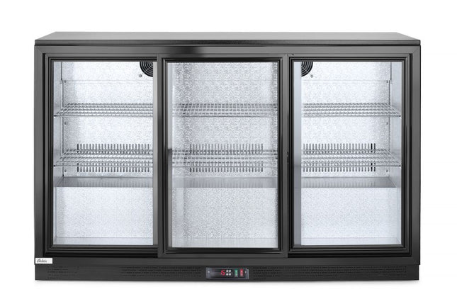 Arktic Kühlschrank mit drei Schiebetüren an der Bar – 254 l – Schwarz – 230 V / 160 W – 1350 × 520 × 865 mm – Produktansicht
