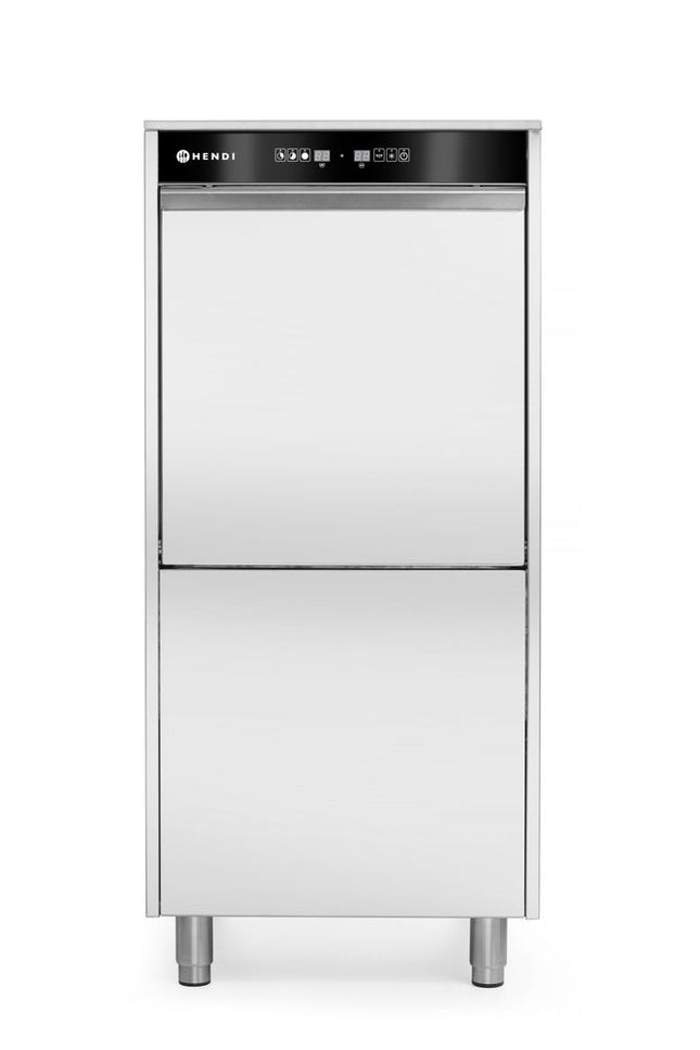 HENDI Geschirrspüler 50 × 60 für Tabletts und Töpfe – elektronisch gesteuert – mit Waschmitteldosiersystem und Ablaufpumpe – Kitchen Line – 400 V / 7100 W – 595 × 777 × 1335 mm – P