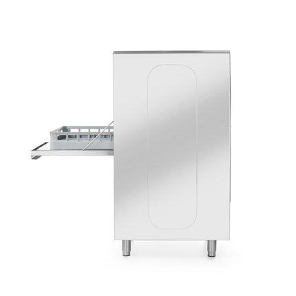 HENDI Geschirrspüler 50 × 60 für Tabletts und Töpfe – elektronisch gesteuert – mit Waschmitteldosiersystem und Ablaufpumpe – Kitchen Line – 400 V / 7100 W – 595 × 777 × 1335 mm – w