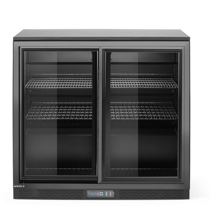 Arktic Bar-Kühlschrank mit zwei Schiebetüren – 158 l – 230 V / 160 W – Schwarz – 520 × 900 × H 870 mm – Produktansicht