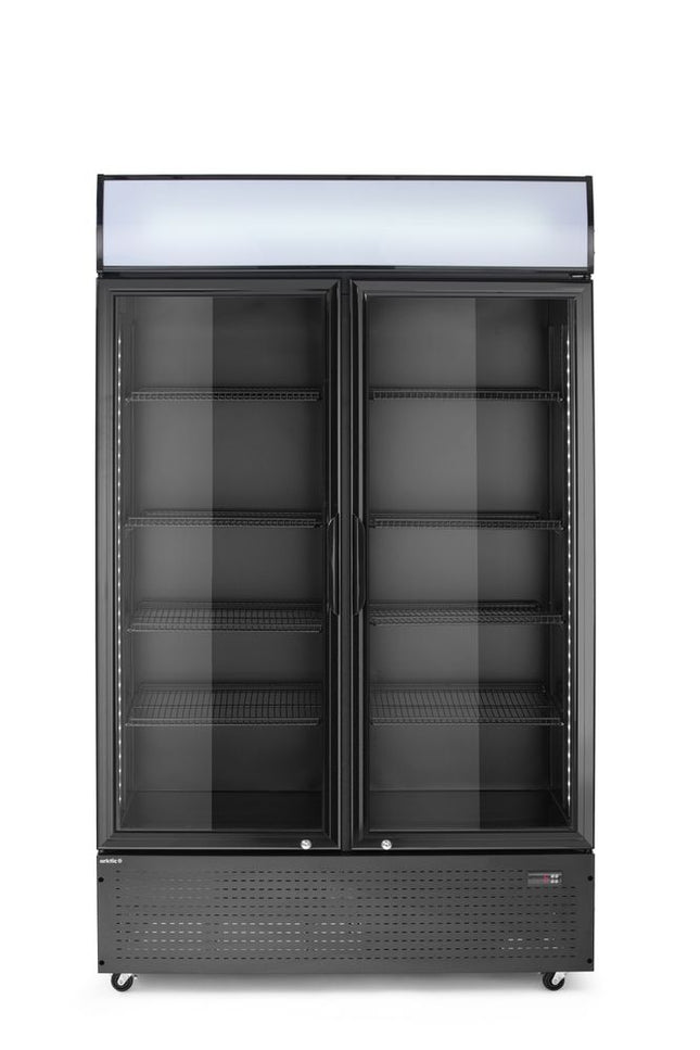 Arktic Rückwandkühlschrank mit hinterleuchteter Blende –  zweitürig – 512 l – 230 V / 510 W – Schwarz – 585 × 1120 × H 1900 mm – Produktansicht