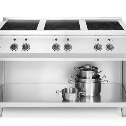 HENDI Induktionsherd –  6 Kochfelder – 400 V / 25500 W – 1200 × 700 × H 890 mm – Detailansicht