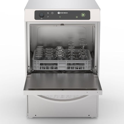 HENDI Geschirrspüler 35x35 –  elektronische Steuerung – Profi Line – 230 V / 2970 W – Silber – 423 × 466 × H 639 mm  – Produktansicht